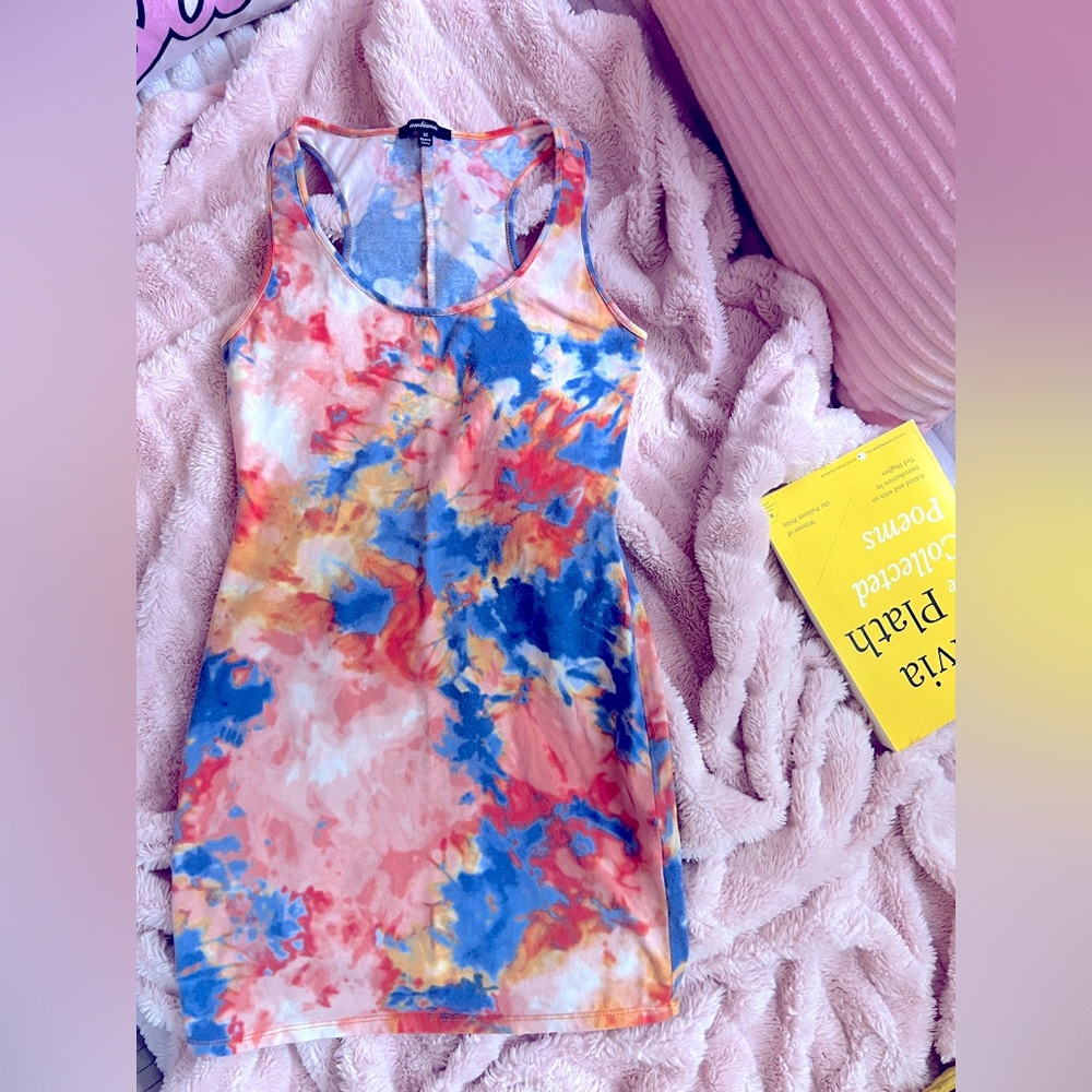 🪬Ambiance Tie-Dye Racerback Mini Dress | Medium | EUC | Cute & Summer Ready ☀️